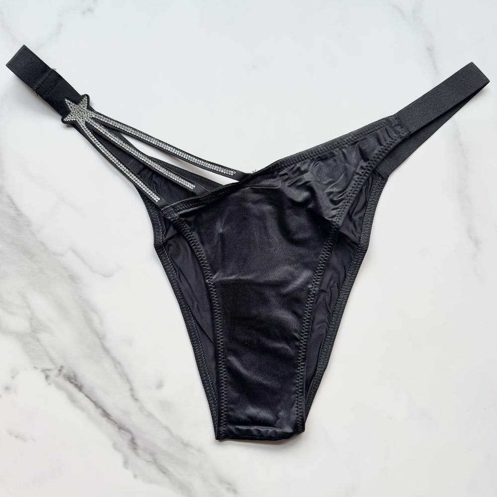 NWT VICTORIA'S SECRET VERY SEXY STARSTRUCK SHINE SMOOTH BRAZILIAN PANTY IN BLACK